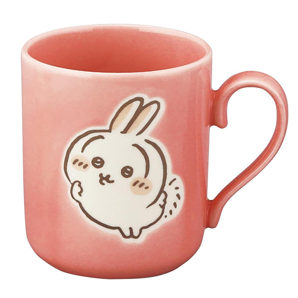 Officially Licensed Chiikawa Mug, Wooden Coaster, and Dinnerware Set (300ml), Approximately 8x9cm Diameter, Rabbit Colors, Microwave and Dishwasher