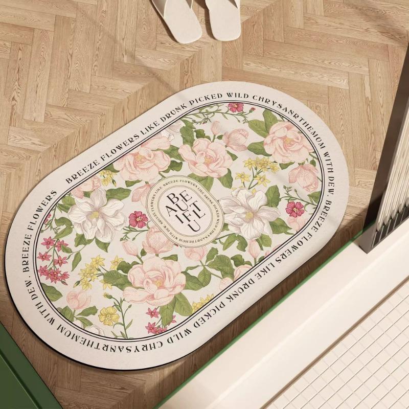 Bathroom Cabinet, Diatomaceous Earth Door Mat, Quick Drying and Anti Slip Floor Mat, Toilet and Bathroom Entrance Mat