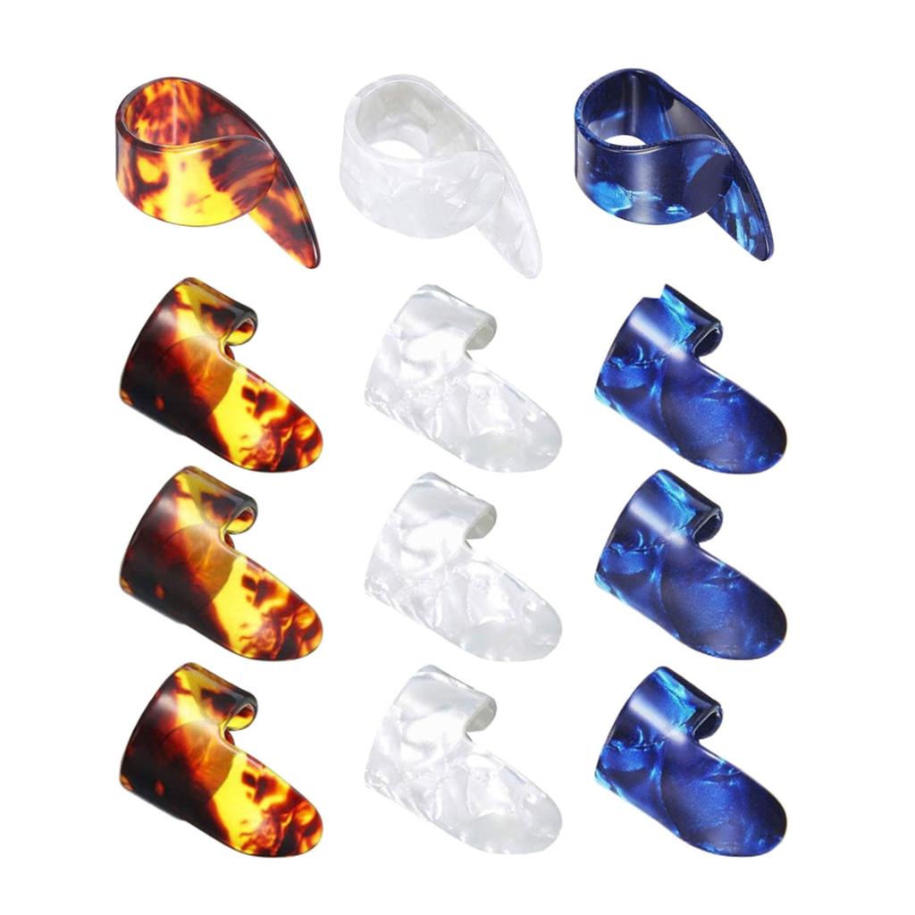 12Pcs Thumb and Finger Picks Guitar Fingerstyle Thumb Plectrums Picks Flat Thumbpicks Replacement Guitar Finger Picks