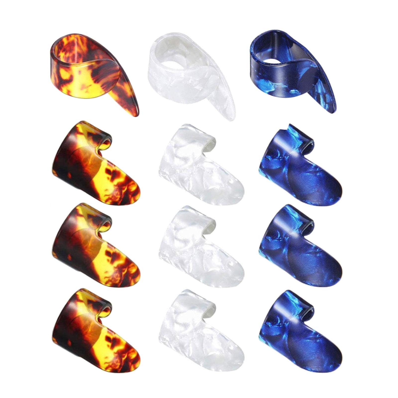 

12шт медиаторов для большого пальца и пальцев, гитарные медиаторы, напальчники для пальцев, плоские медиаторы для большого пальца, гитарные аксессуары, простые в использовании