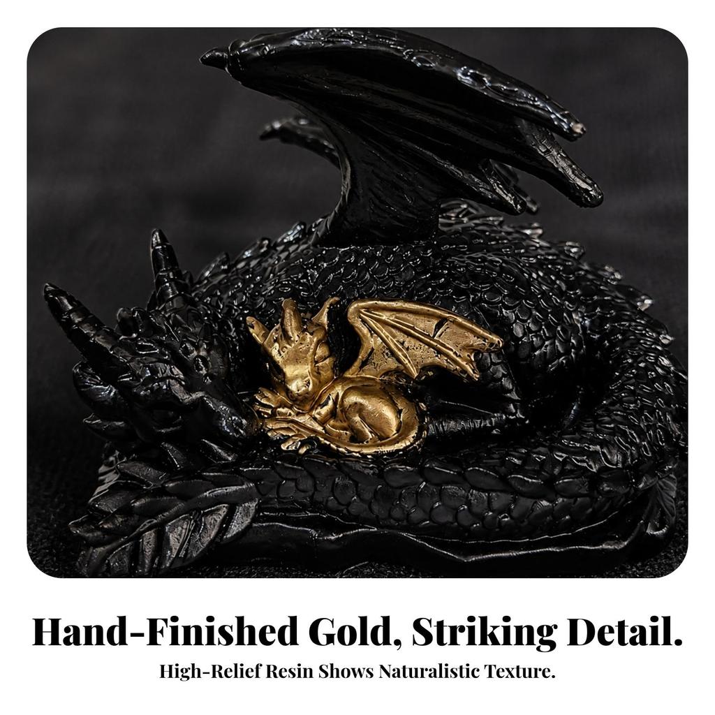 Resin Dragon Figurine Gothic with Pinions Lifelike for Bookshelf