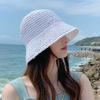 Damski kapelusz przeciwsłoneczny jednolity kolor odporny na UV kapelusz rybaka oddychający pleciony składany słomkowy kapelusz czapka chroniąca przed słońcem na zewnątrz
