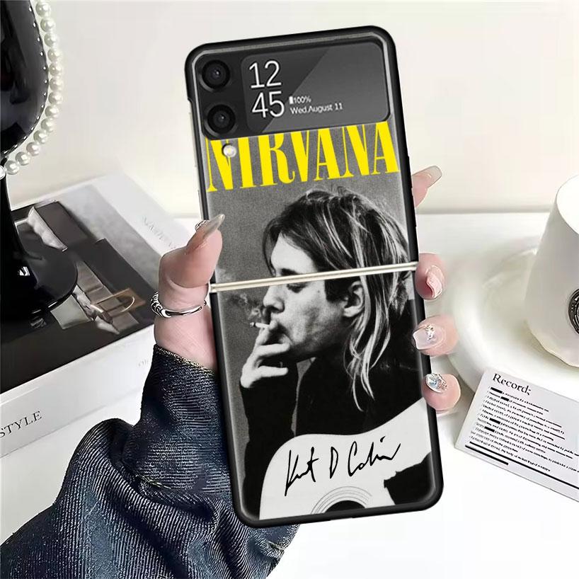 Retro Singer Kurt Cobain Cases For Samsung Galaxy Z Flip 4 5 6 7 3 Z Flip7 Flip6 Flip4 Flip5 Flip3 5G Hard Shockproof Fundas Cov
