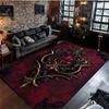 Red Black Gold Baroque Damask Print Carpet Plush Flannel Rug Living Room Bedroom Home Decor Area Rug Non Slip Floor Mat