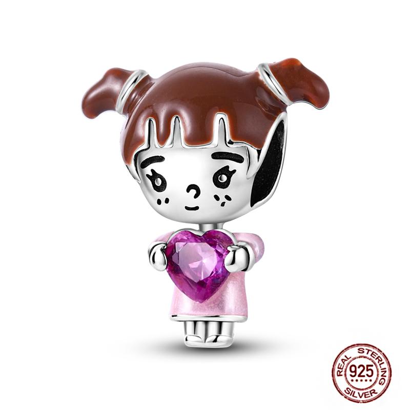 Pink Purple Series Charms Copper Murano Glass Butterfly Animal Paw Print Clasp Charm Beads Fit Original Bracelet Diy Jewelry