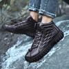 MCTIN Winter Trekking Snow Boots Warm Fur Barefoot Boots Outdoor Leather Ankle Booties Men Women Hiking Shoes
