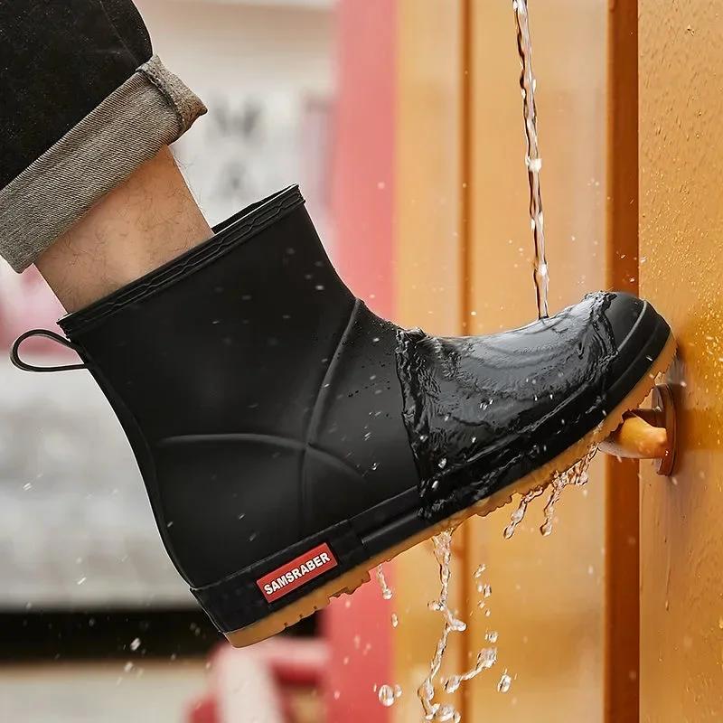 Fashion Rubber Water Boots Women Rain Boots Spring Outdoor Fashion Casual Rain Shoes Women 2025 Winter Thicken Cotton Cover Work Boots