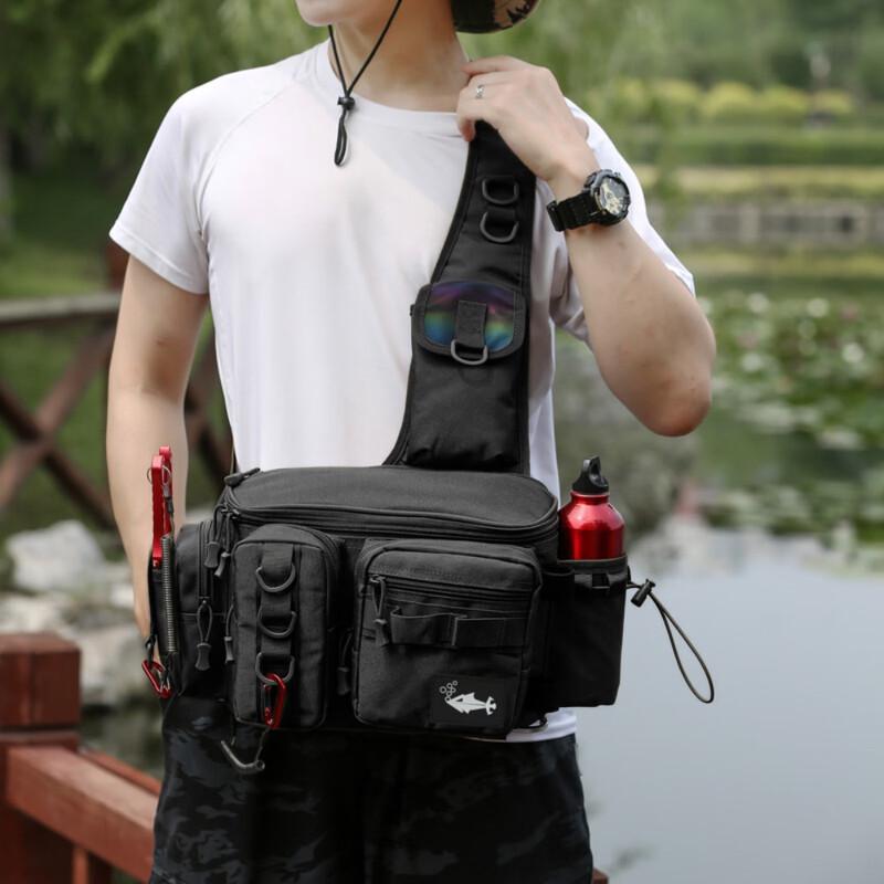 MDNG Fishing Lure Shoulder Crossbody Bag with Rod Holder