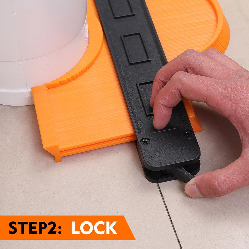 Wood Edge Shaping Profile Gauge Tiling Wood Measure Ruler with Lock 10 Inch