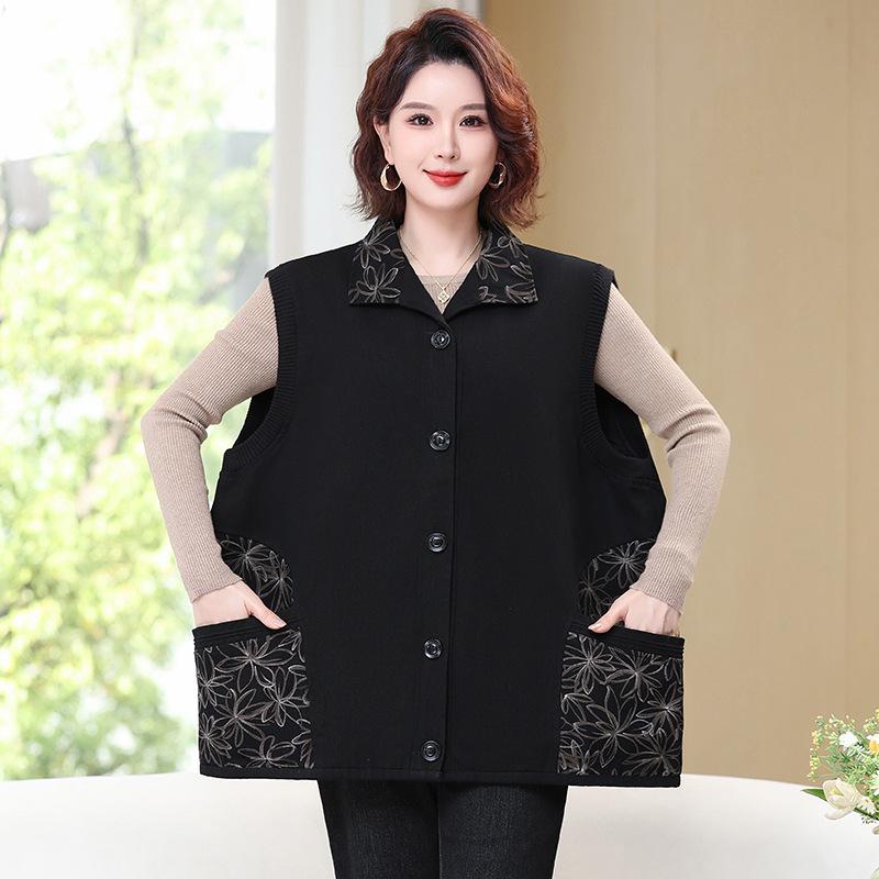 Chaleco de Otoño de Talla Grande para Mujeres de Mediana Edad - Elegante Ropa Exterior sin Mangas para Mujer