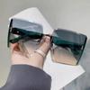 New Frameless Vintage Square Sunglasses Woman Shiny Gradient Mirror Sun Glasses Female Retro Fashion Rimless
