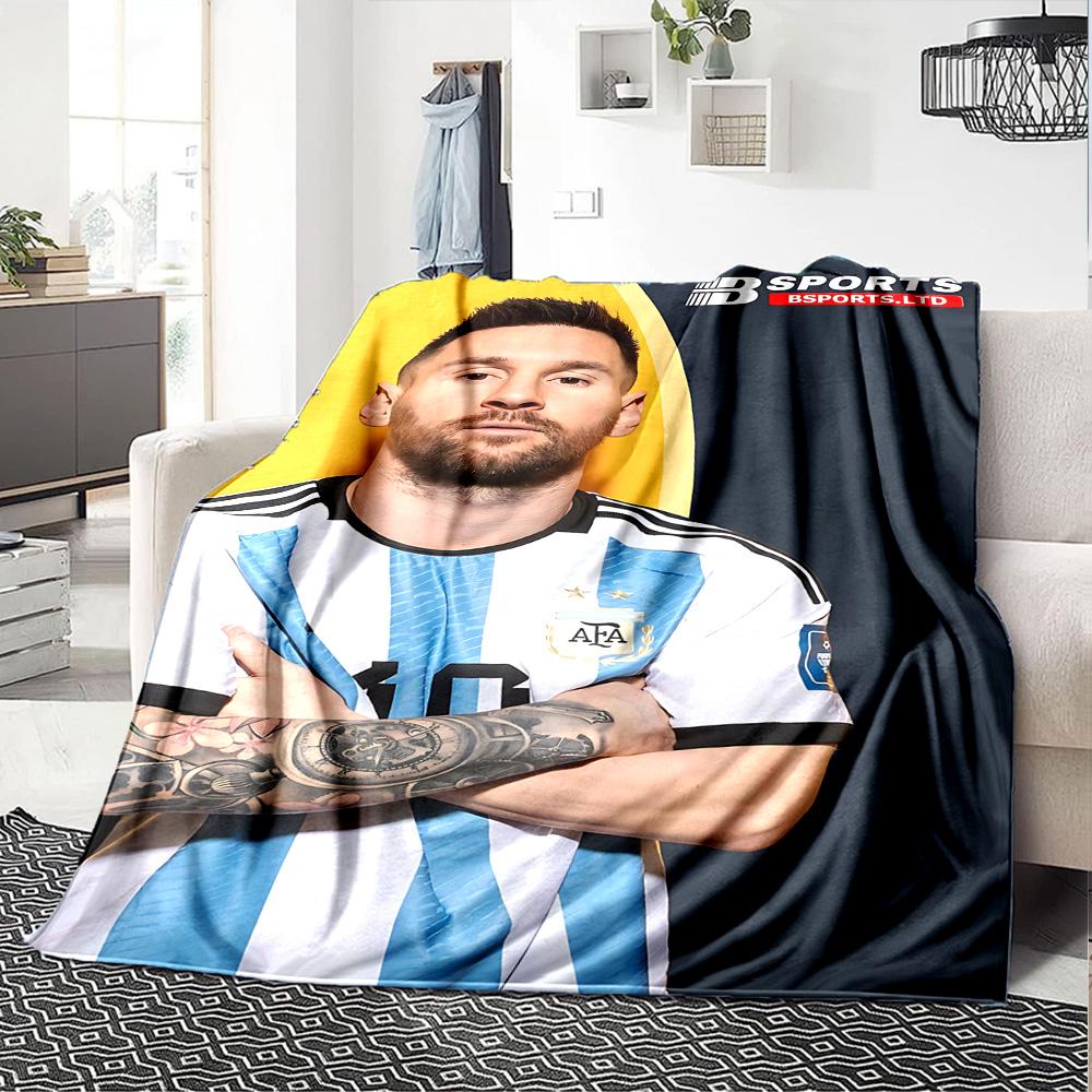 1 pièce Couverture en flanelle Célébration de Messi de l'Argentine Super Douce Mignonne Confortable pour Voyage Literie Canapé Canapé Couverture Y7304