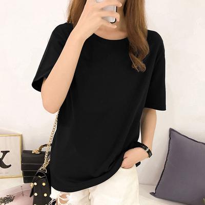 Women's Round Neck Solid Short Sleeve T-Shirt