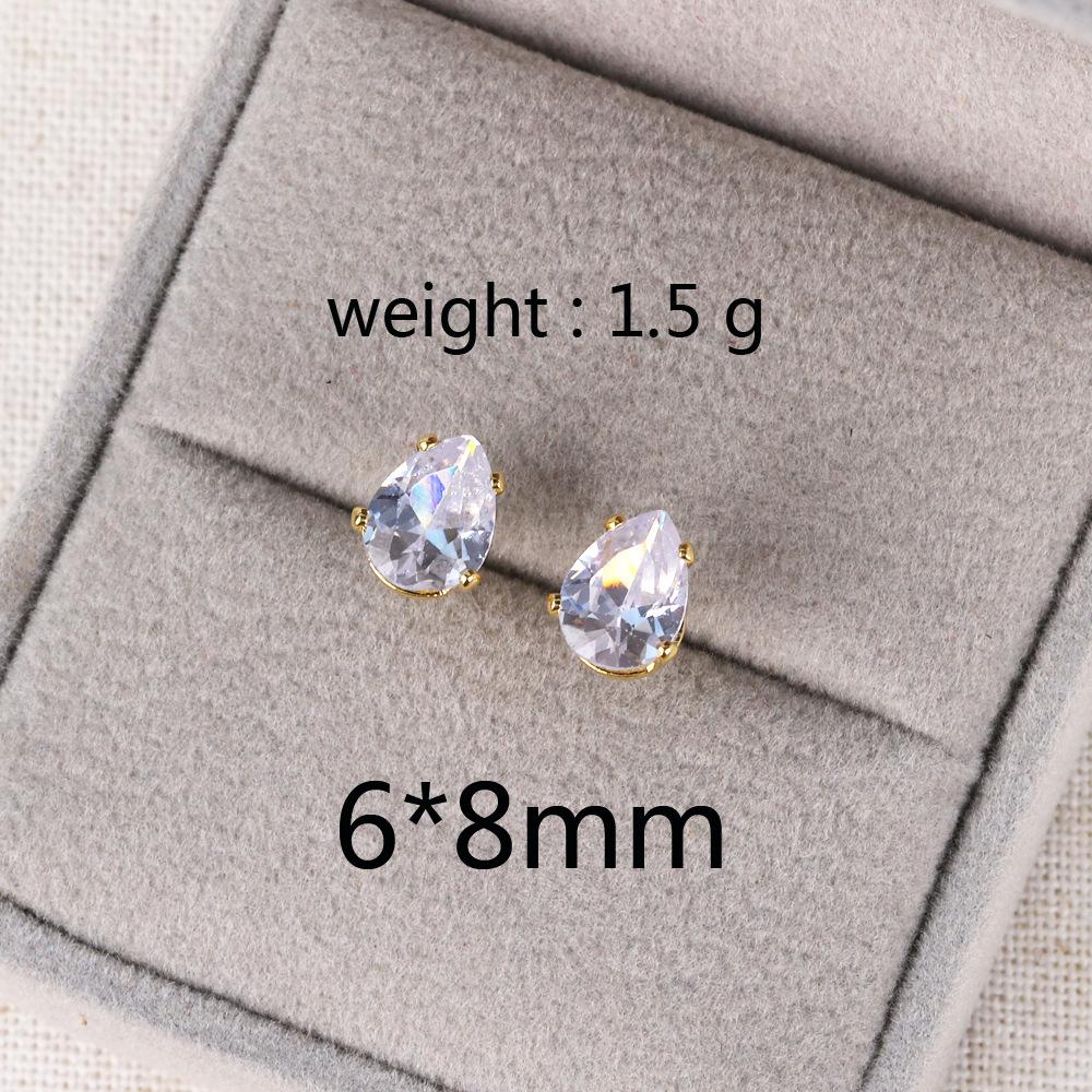 Delicate Water Drop Shaped Stud Earrings Luxury Silver Color Crystal CZ Ear Earrings for Women Fashion Versatile Jewelry