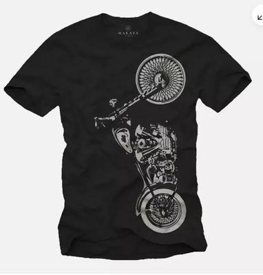 Camiseta Custom Biker com Estampa Dupla Face – Camiseta Masculina Rocker de Motocicleta