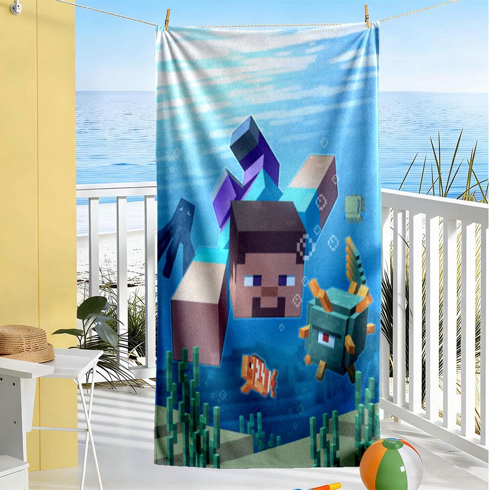 Minecraft Beach Towel Quick-Dry Soft Microfiber Comfortable Lightweight Portable for Swimming,Beach,Camping, Travel, Beach Accessories,Gym