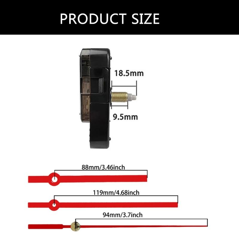 Quiet Quartzs Clock Movement Mechanism with Long Shaft Thread Motor and Metal Hands Kits for Clock Crafting Projects