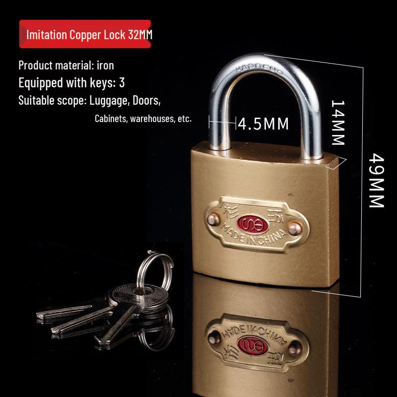 Thick Shackle Drawer Door Padlock - Single Open, Multiple Sizes, Small Iron Head for Household Electric Meter Box