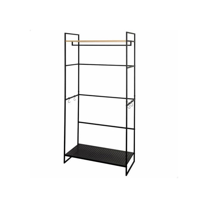 Armoire ouverte multifonctionnelle - AKTIVE - 83x39x167 cm - Porte-vêtements - Étagère en bois - Étagère en métal