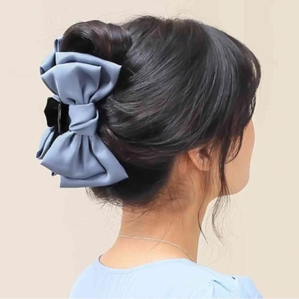 Large ribbon hair clip, indigo hair clip, updo hair clip