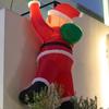 Santa Claus Climbing Window Light-Up Hat Figurine - Christmas Outdoor Inflatable Decoration