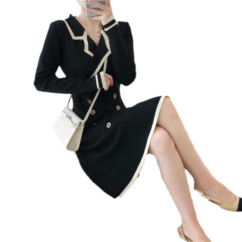 2024 Korean Retro Long-Sleeve A-Line Knitted Dress for Kids