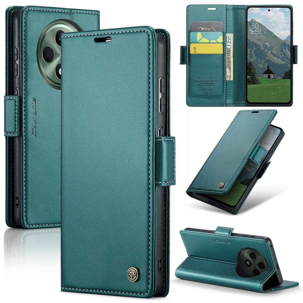 For Oppo Reno12 F 5G Leather Case CASEME 023 RFID Blocking 3 Card Slot Mobile Cover