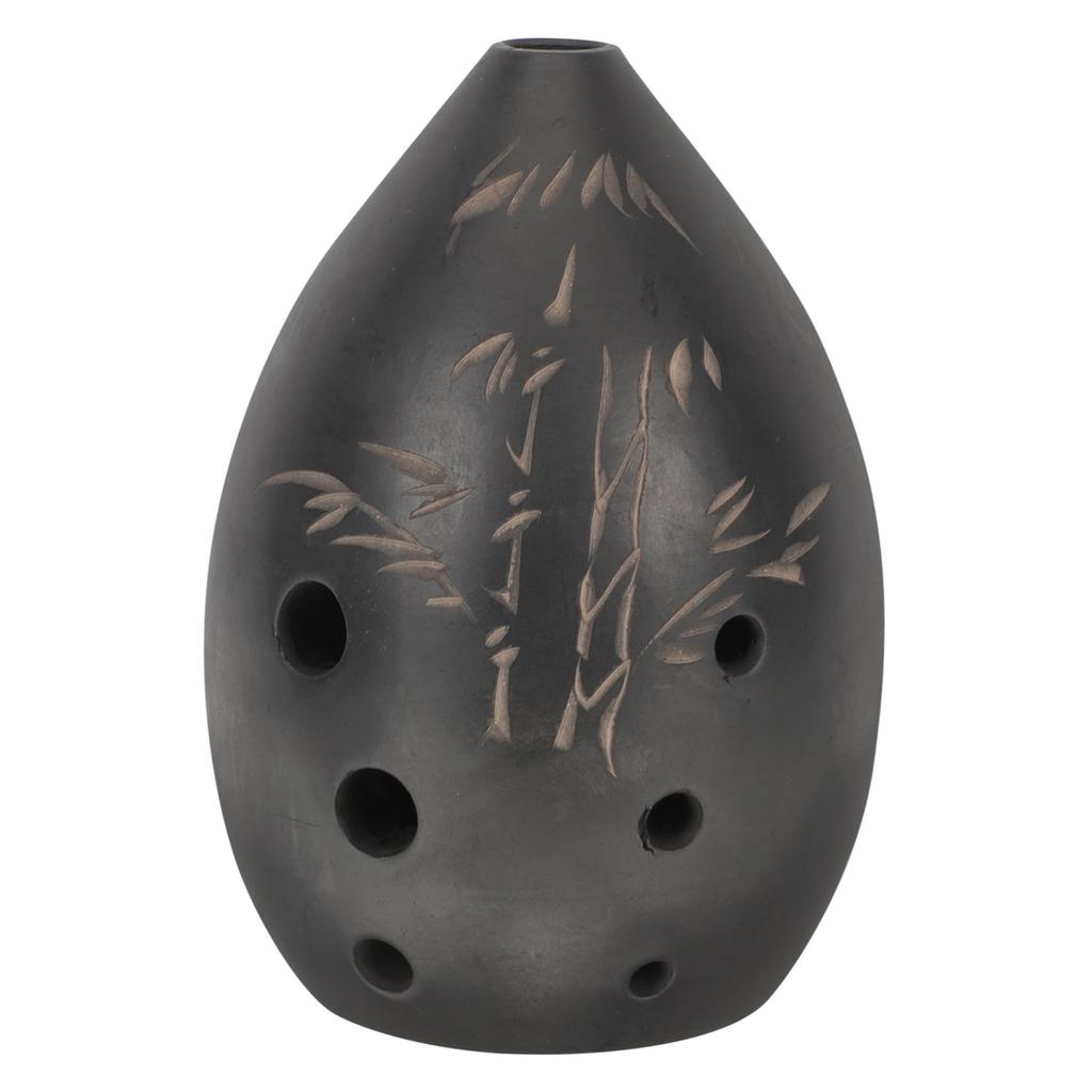 Traditional 8 Hole Ceramic Ocarina Black Clay Crafted Melodious Sound Wind Instrument Present for Cultural Enthusiasts