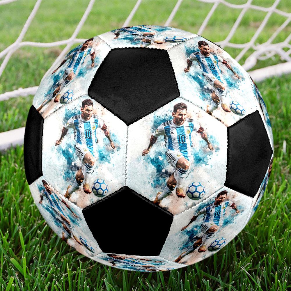 Lionel Messi Size 5 Soccer Ball, Machine-Stitched PVC, Durable & High Bounce, All Ages Fit, Fan Merchandise, Matches & Outdoor Use.