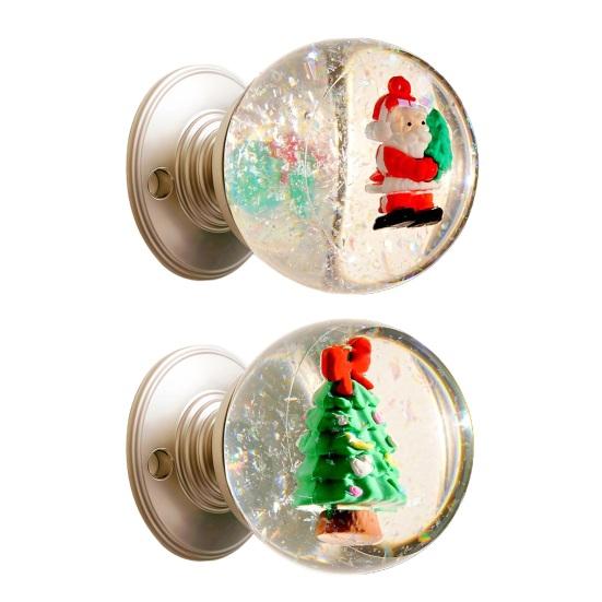 Door Knob Vintage Xmas Tress Santa Claus Transparent Faux Crystal