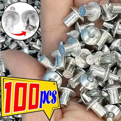 Steel Core Aluminum Shell Impact Rivet Flat Round Head Impact Type Expansion Rivet Half Round Head Hollow Impact Rivet Aluminum Alloy Material