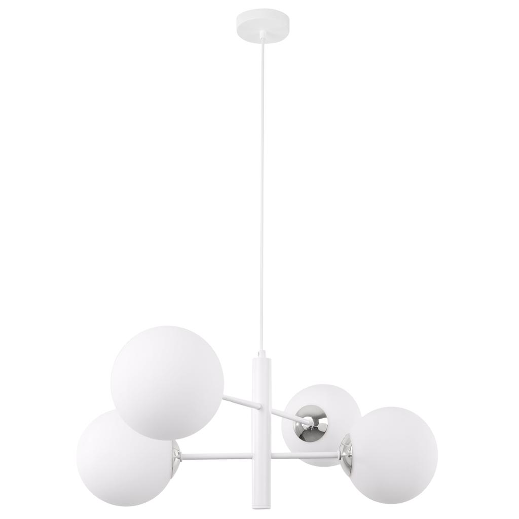 Vicenza Hanging Lamp White-Chrome 4-Flat White Lampshade E14