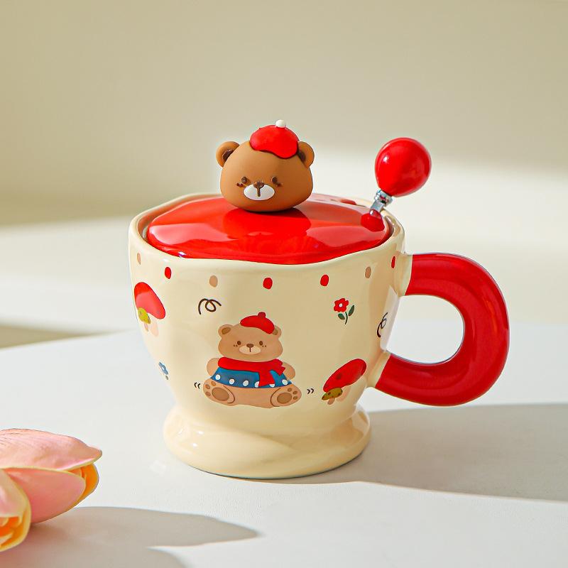 Creative Cute Cartoon Bear Ceramic Mug Office Household Cup Coffee Cup Water Cup Couple Breakfast Cup