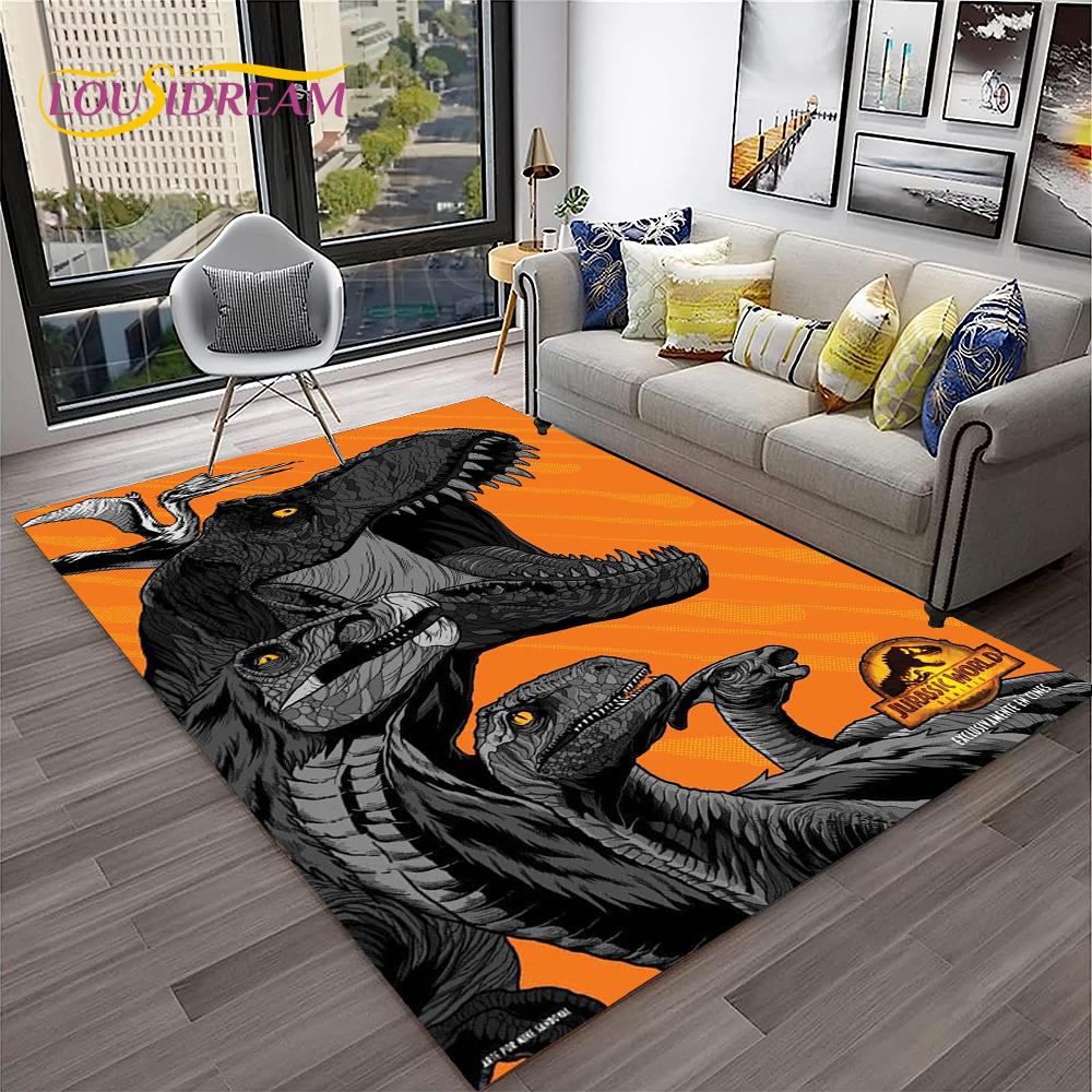 Dinosaur Cartoon Jurassic Park Child Carpet Rug for Home Living Room Bedroom Sofa Doormat Decor,Play Area Rug Non-slip Floor Mat