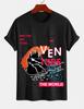 Unisexs Pure Cotton Solid Color Tshirt With Adventure World Exploration Print Crew Neck Short Sleeve Outdoor Street Casual Top