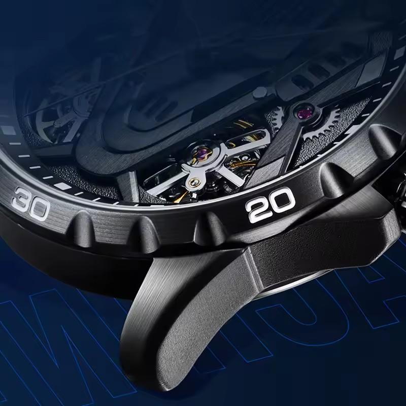AILANG 8831Luxury Double Tourbillon Mechanical Watch Luminous Moon Phase Dial Automatic Clock Waterproof Bracelet Hollowed Reloj