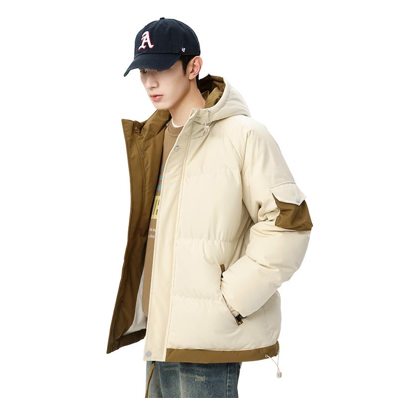 Men's and Women's Same Couple Coats, Winter Men's Thickened Fake Two-piece Hooded Down Cotton Clothes, Tooling Cotton Clothes Tide