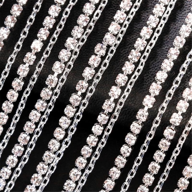 Long Tassels Face Mask Shimmering Rhinestone Mask with Adjustable Chain Crystal Fringes Mask Stylish Jewelry Accessory