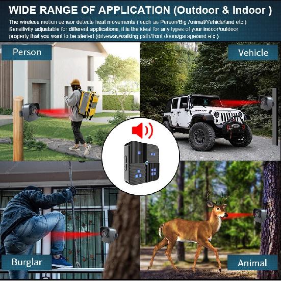 Allarme Viale Wireless Impermeabile IP65 Con Sensore di Movimento PIR Rilevamento Fino a 800 Metri Sistema di Allarme di Sicurezza