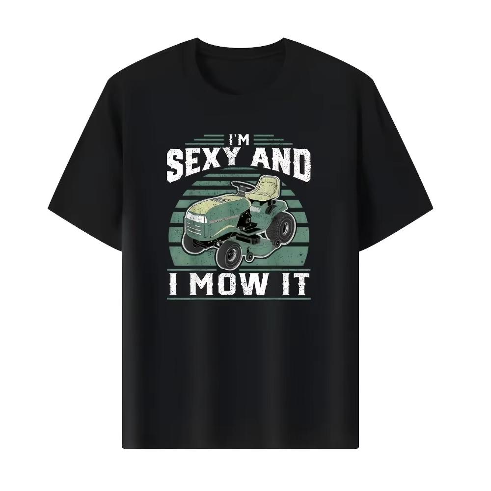 

Funny Lawn Mower Mowing Gift for Dad Funny Crew Neck T-Shirt Fashion Print Casual Comfortable Travel Wear Ideal for Fashion -... S разноцветный