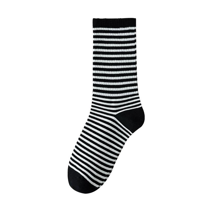 Spring and Autumn Cotton High-top Socks, Trendy and Versatile Mid-top Socks, Women's Striped Pile Socks