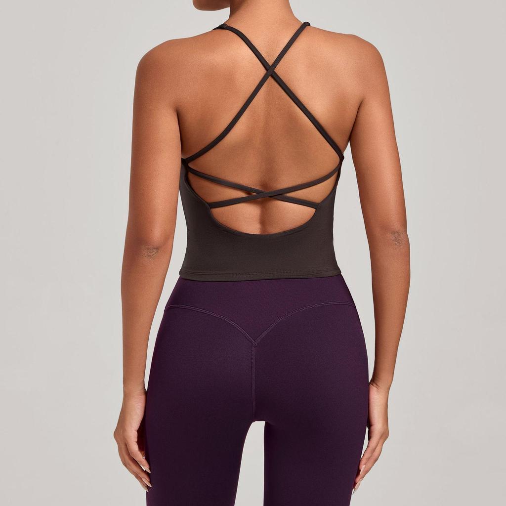 Cross-Strap Quick-Dry Yoga Vest: Versatile Running Sports Top with Stylish Back Design