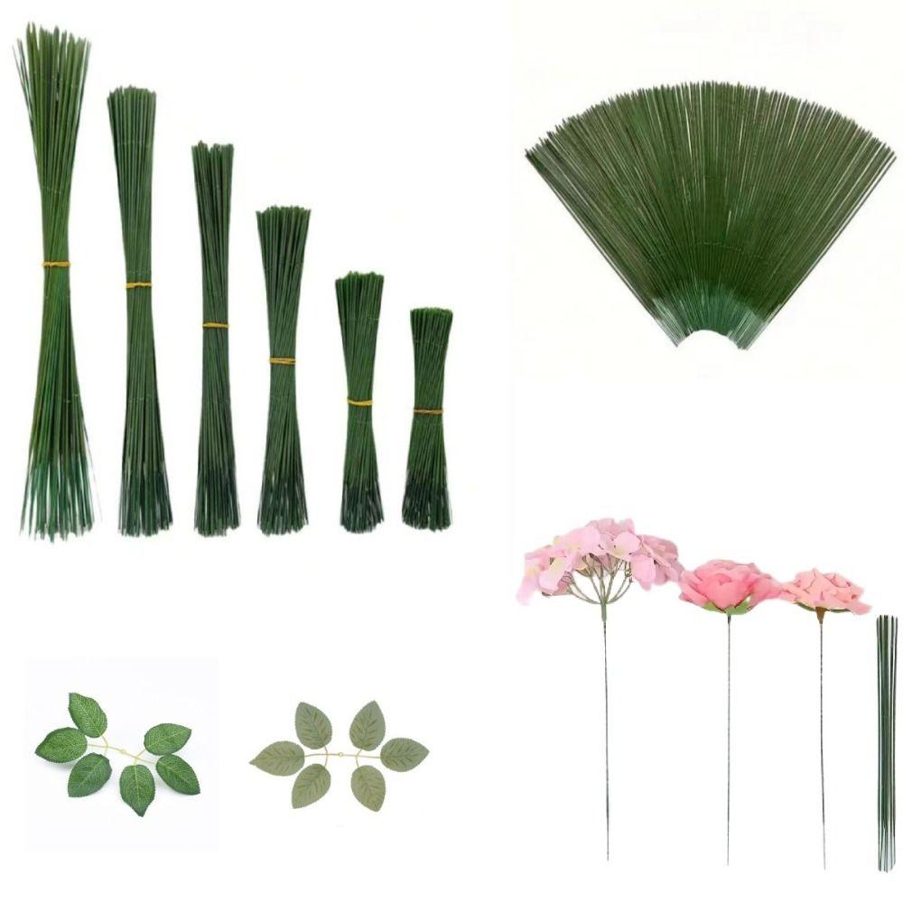 100Pcs DIY Handmade Simulation Plant Stem Green Artificial Flower Stem  Wedding Celebration