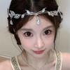 Leaves Shape Eyebrows Drop Headband Rhinestone Bride Tiara Elegant Forehead Ornaments  Cosplay