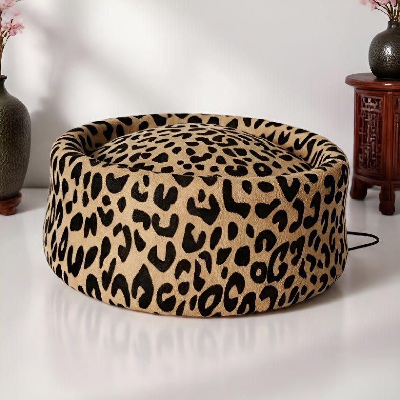 Women's Hat Fall and Winternew Arrivalwoolen Leopard Print Hat Women's Stewardess Beret Retro Hat