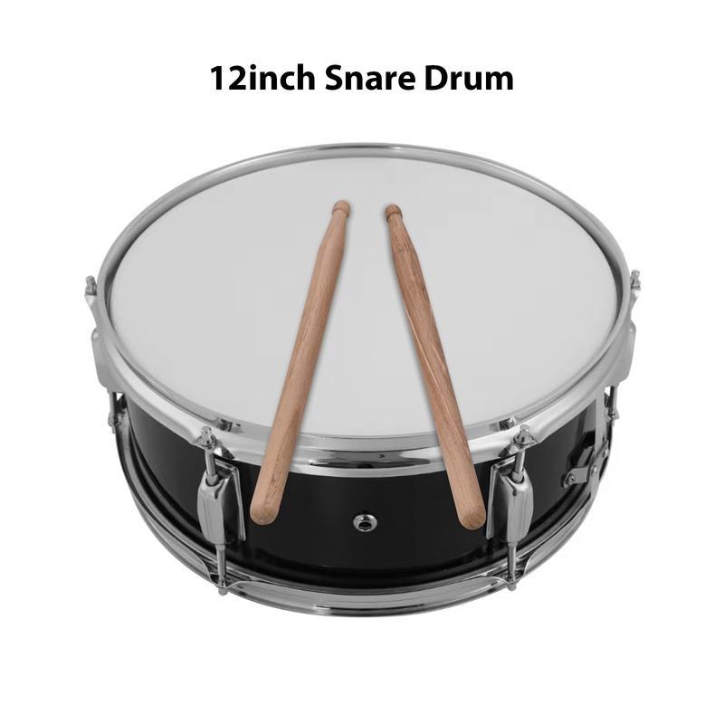 12inch Snare Drum with Drumsticks Shoulder Strap Drum Key Percussion Instrument for Students Beginners Marching Snare Drum