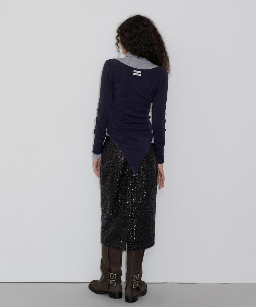 Obeodyupeulleeo Spangle Midi Skirt_Black