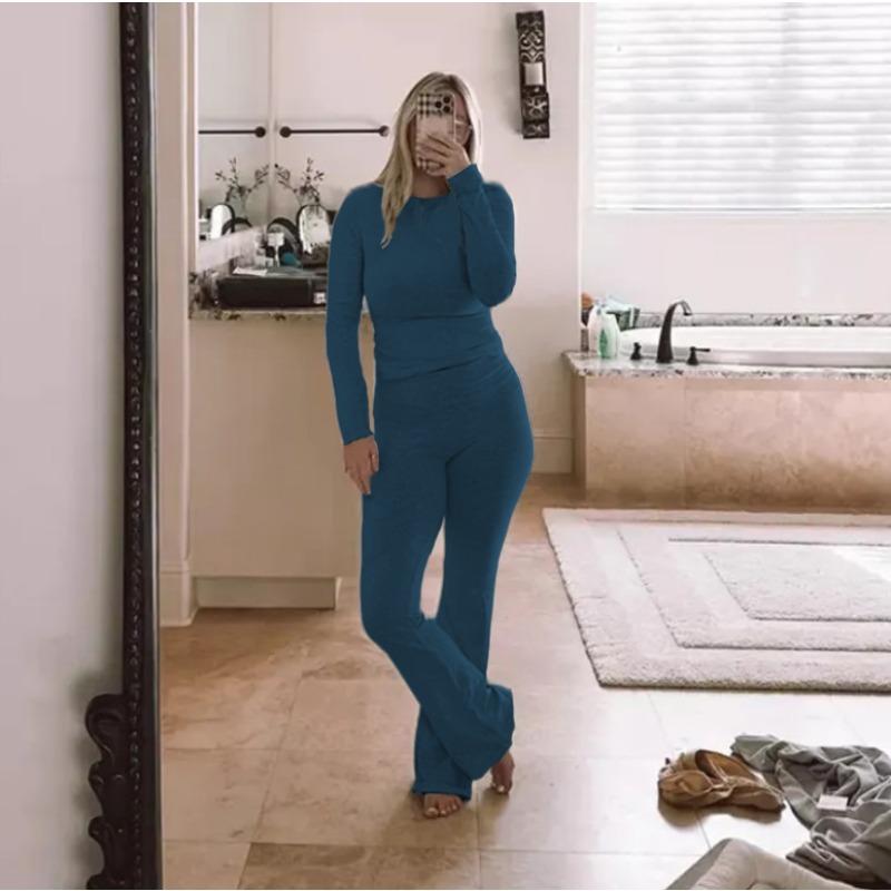 BFCCQB Women's Fashion Casual Summer Spring O-Neck Short Sleeve Pants Suits