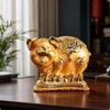 Piggy Bank Gold-Toned Resin Pig Ornate Base Figurine
