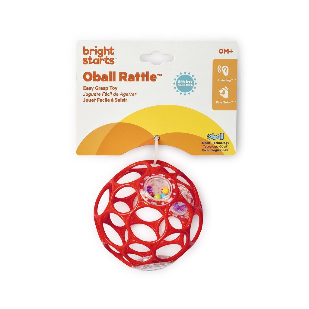 Bright Starts Oball Rattle Months and Stroller Teething Baby 11487 (0 Up) Toy, Toy, Softball, Gift, Red,